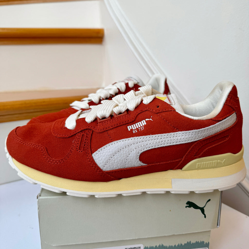 Puma Rx 737 Echo Summit sneakers in Rooibos Tea / Marshmallow orange shoes