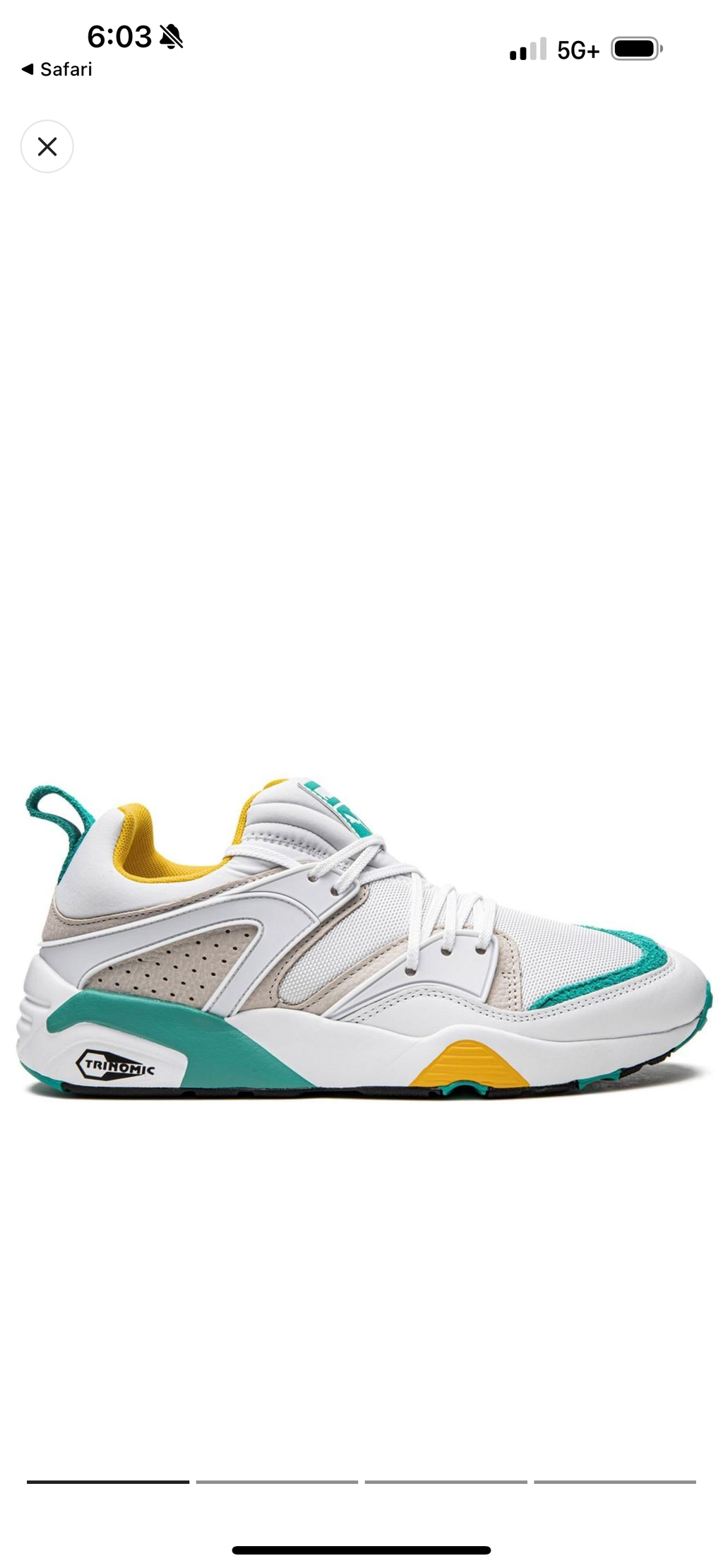 Puma Blaze of Glory Retro white Sneakers Leather shoes teal accents NEW