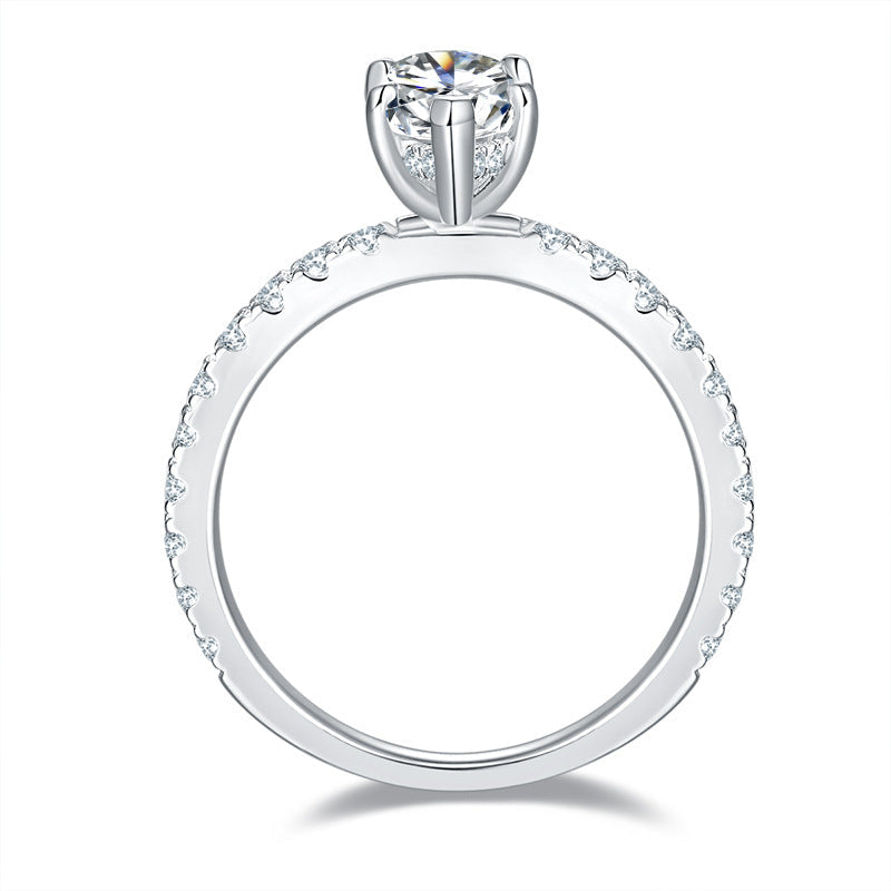 Oval Moissanite Ring in Sterling Silver with 18K Gold Plating – 2ct or 4ct Lab-Created Gemstone