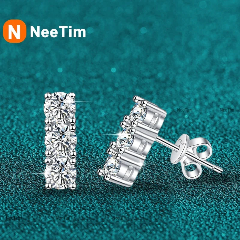 NeeTim 1.2cttw Full Moissanite Stud Earrings for Women 3.5mm Gemstone Lab Diamond Studs Earrings 925 Sterling Silver Jewelry