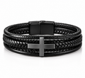 Pulsera de cuero con cruz cristiana
