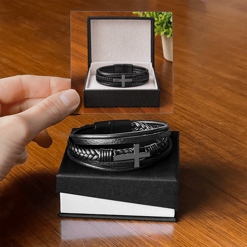 Pulsera de Cuero con Cruz Cristiana – Regalo de Fe y Fortaleza ✝️