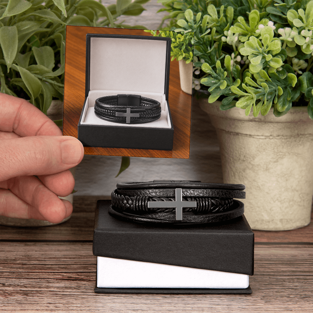 Pulsera de Cuero con Cruz Cristiana – Regalo de Fe y Fortaleza ✝️