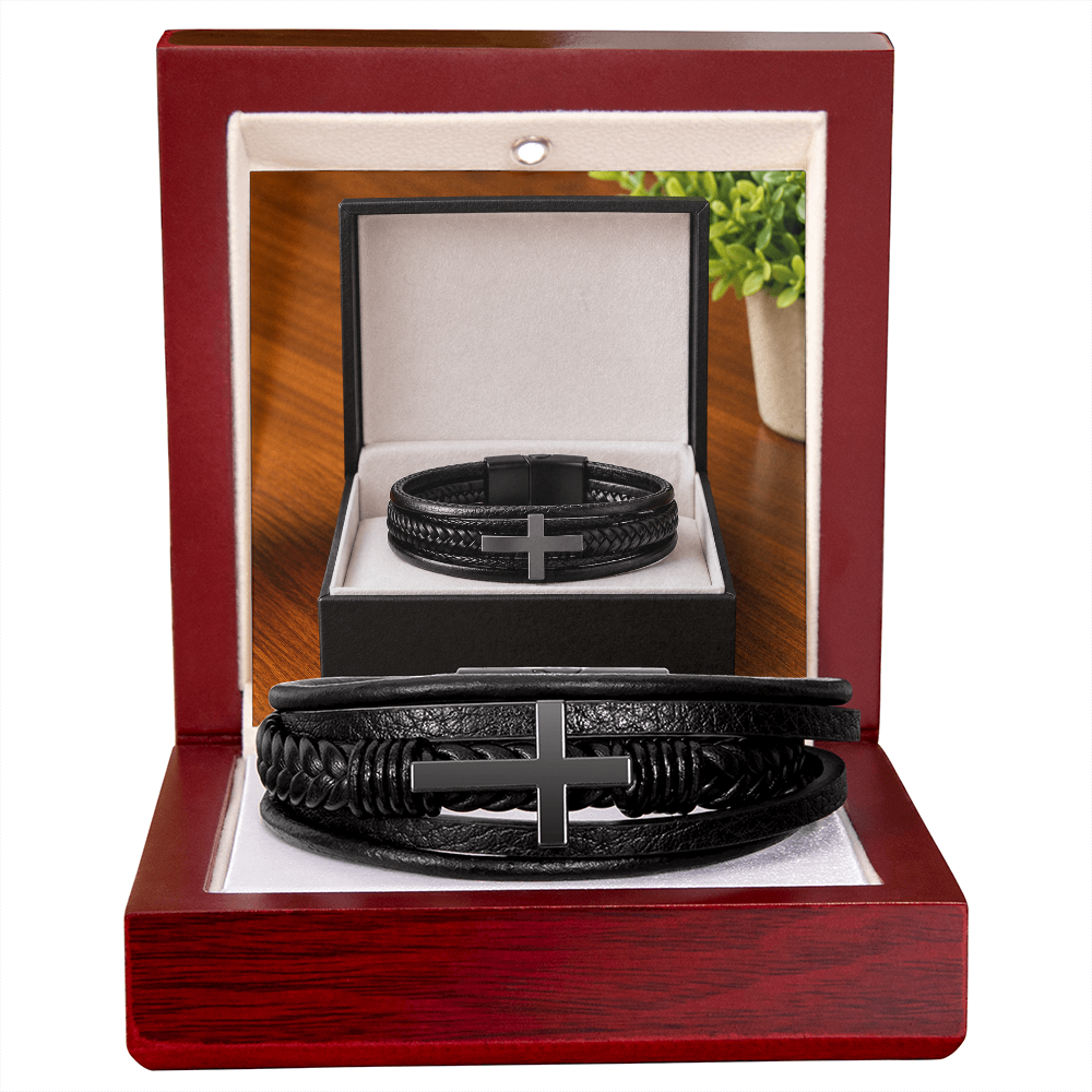 Pulsera de Cuero con Cruz Cristiana – Regalo de Fe y Fortaleza ✝️